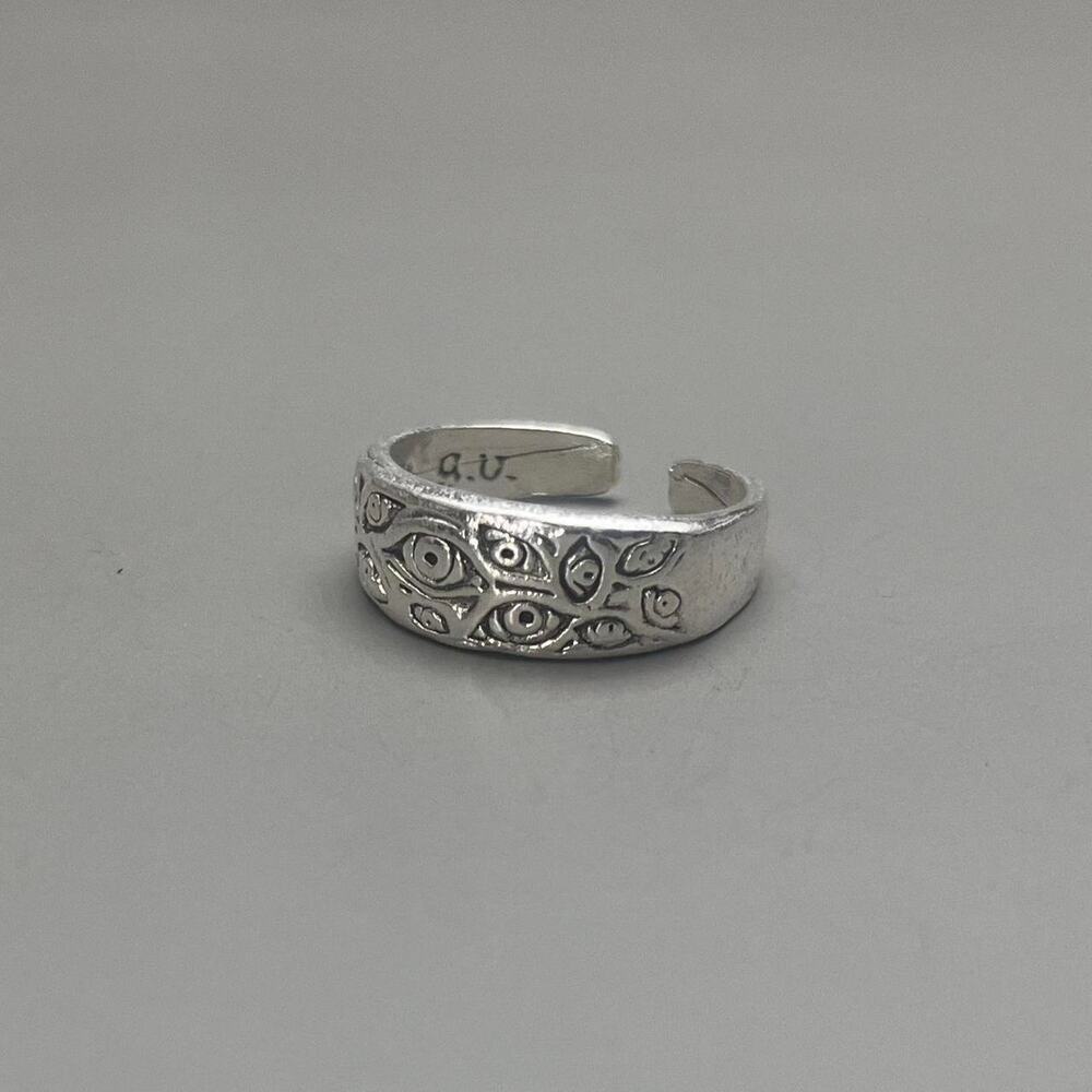 Y2K Vintage Silver Egyptian Eye Ring – Adjustable Size, Unisex, Brand New